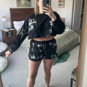 Size L black and white tie dye lounge set by The Sang.